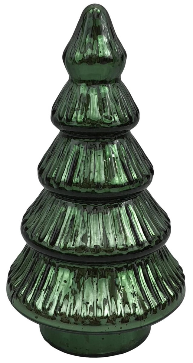 Grønt juletræ i struktureret glas 19 cm