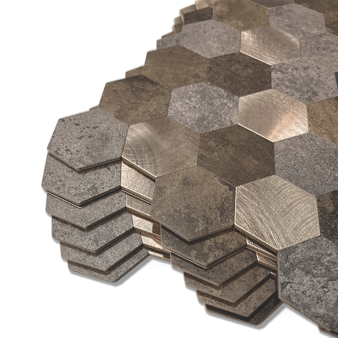 Vareprøve: Mocca hexagon selvklebende veggfliser