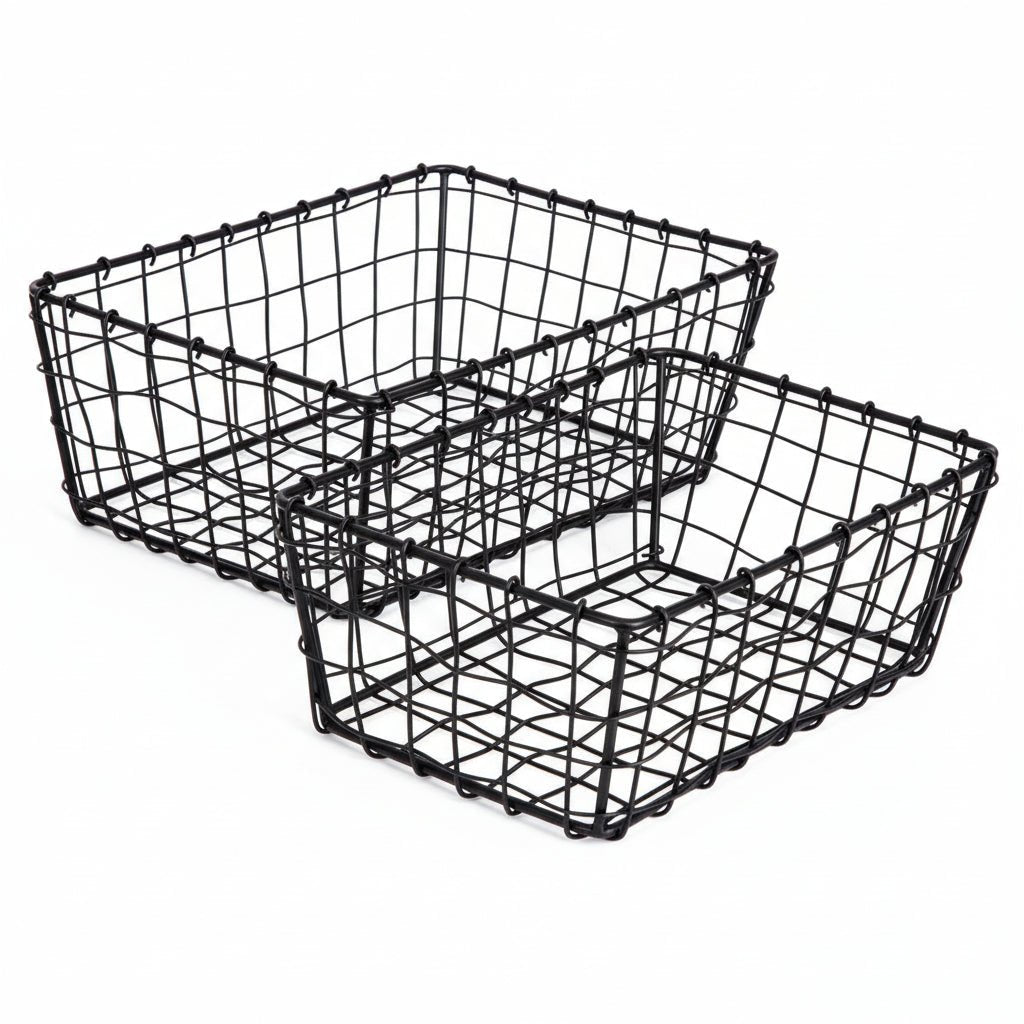 2 - pk Trådkurv sort metall - Lindas Dekor