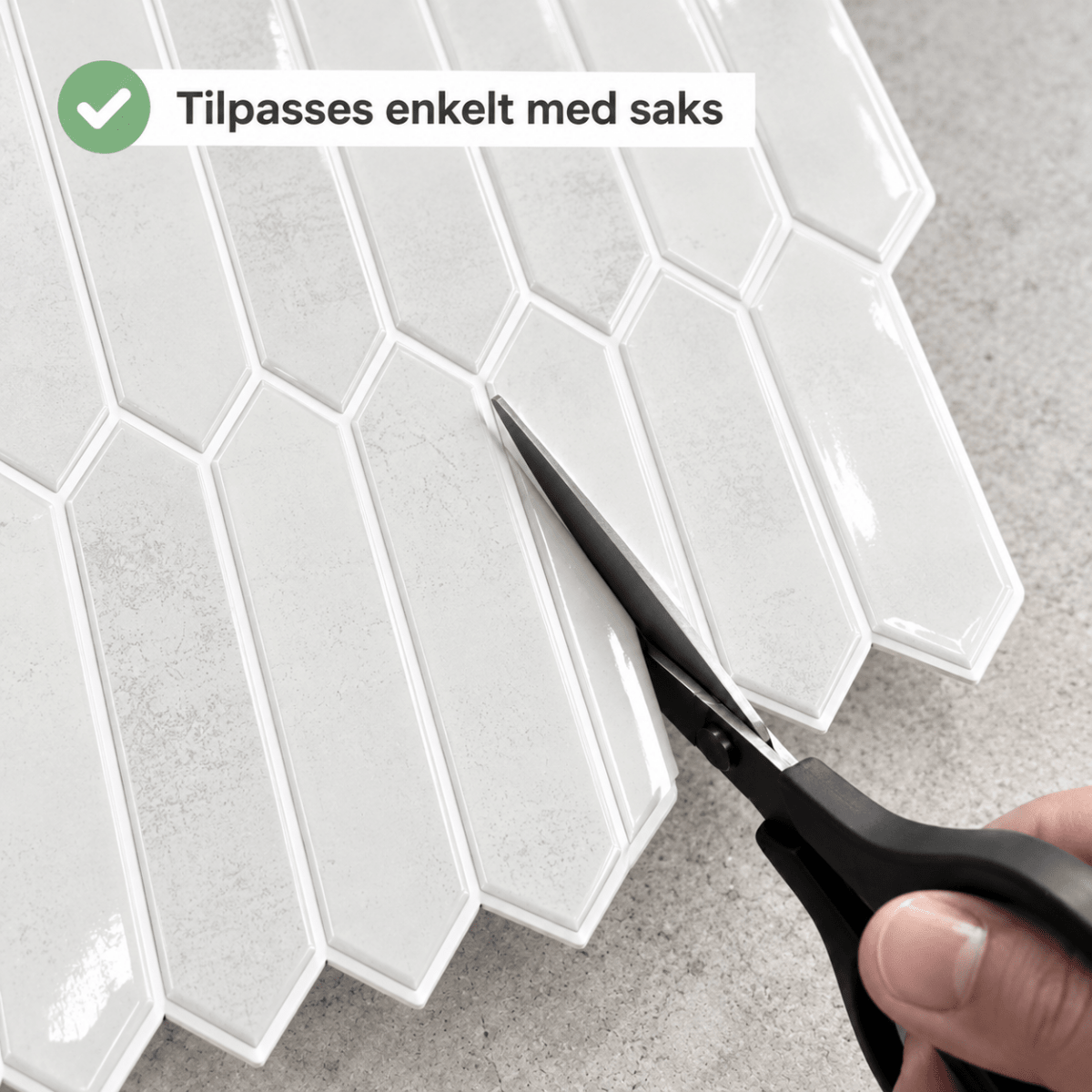 Hedda grå selvklebende veggfliser som tilpasses med saks