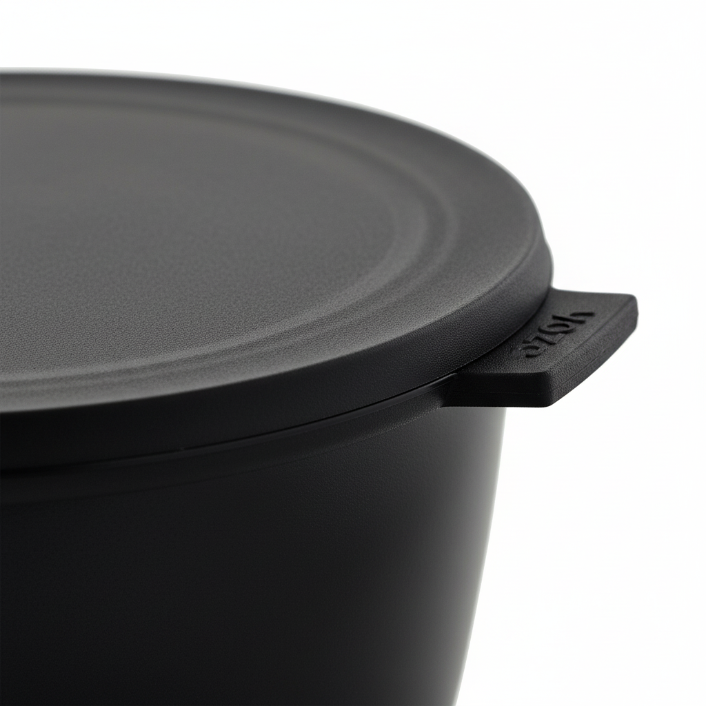 Sorte oppbevaringsboller med lokk i tre størrelser fra Mepal