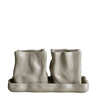 Blank glasert keramikkpotte med organisk form til urter og planter