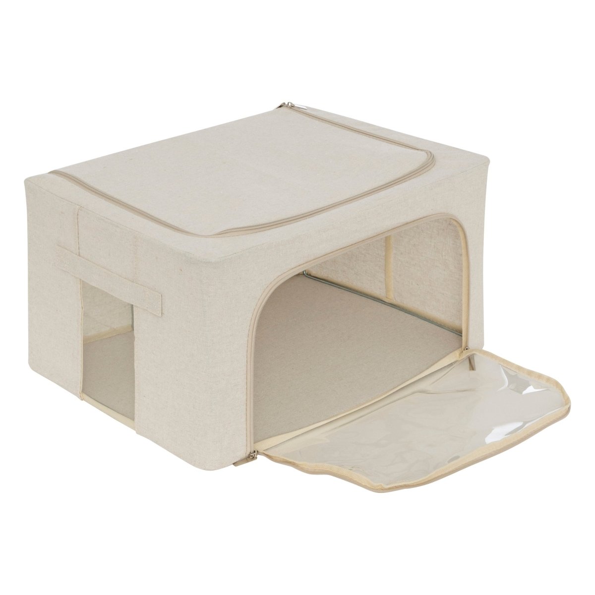Oppbevaringsbag med dobbel åpning beige 40 x 20 x 31 cm – detaljbilde 1