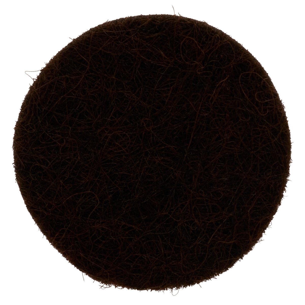 En rund selvklæbende møbelknap i brun filt, diameter 2,8 cm.
