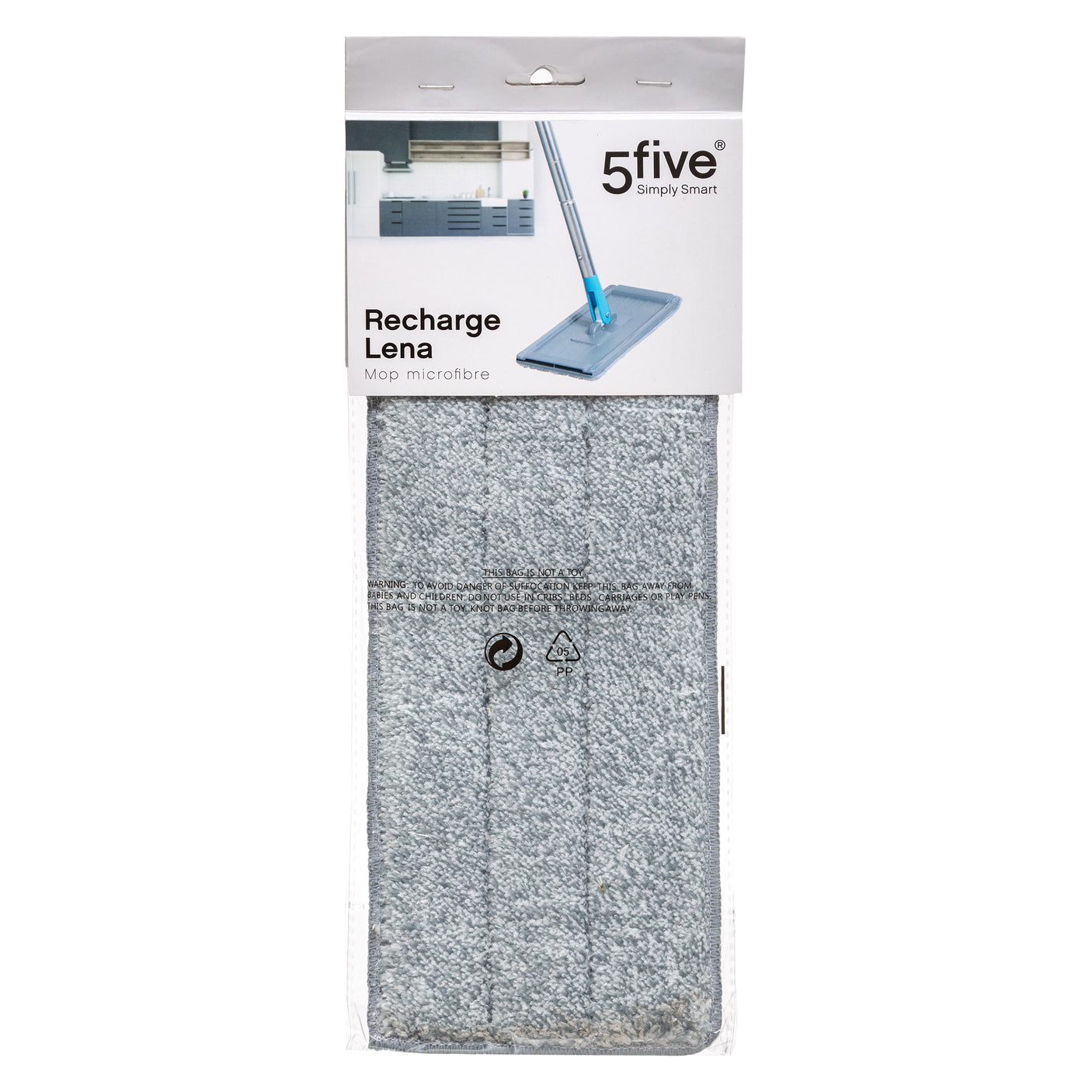 Reservetørklud i mikrofiber til Lena-mopp fra 5Five Simply Smart i original emballage