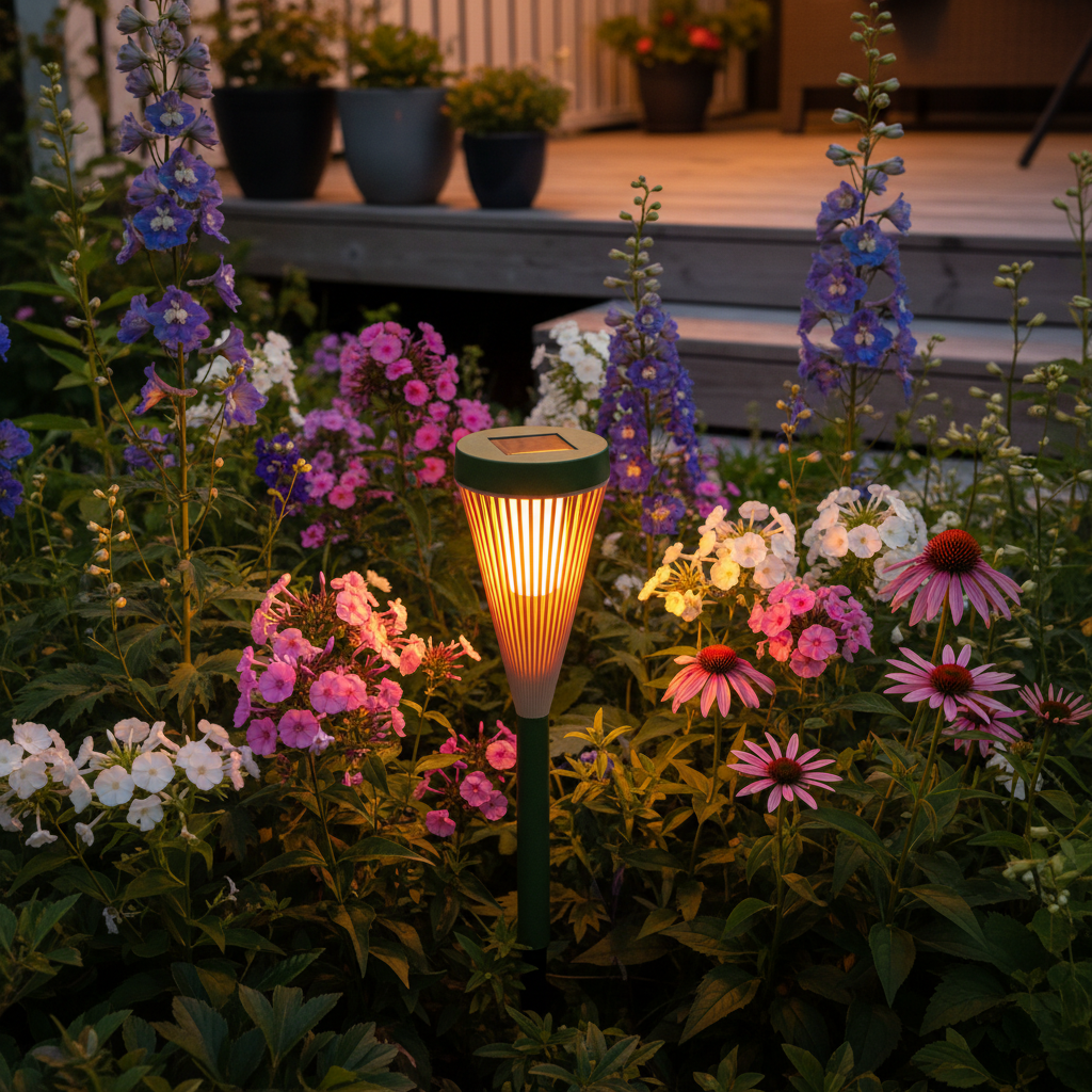 Green solar light perennials terrace