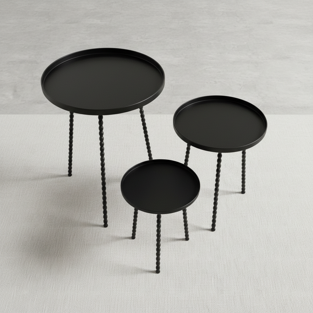 Salvo sidebord sett med 3 bord sort