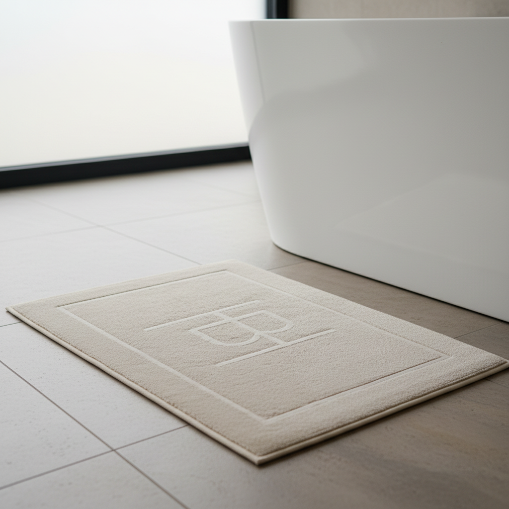 Myk badematte i beige til servant og badekar