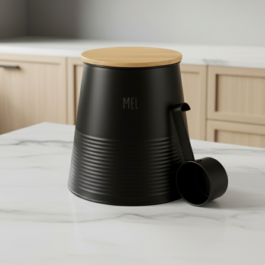 Boks mel sort metall 17,5 cm