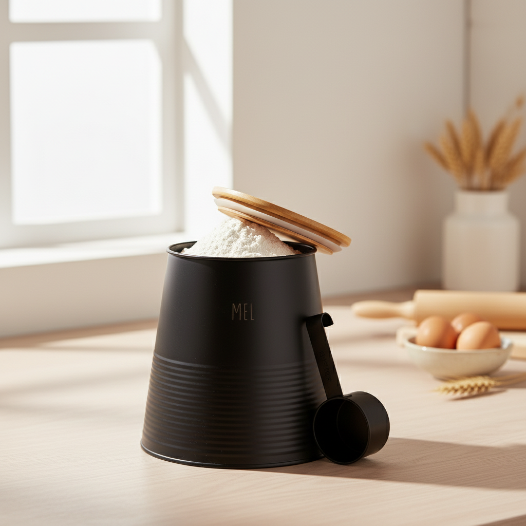 Boks mel sort metall 17,5 cm