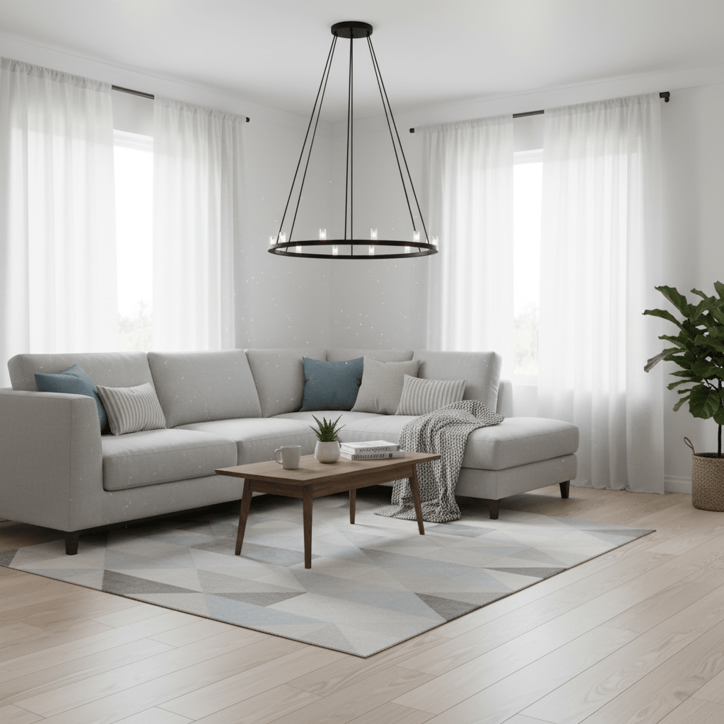 Taklampe rund 90 cm metall sort - Lindas Dekor