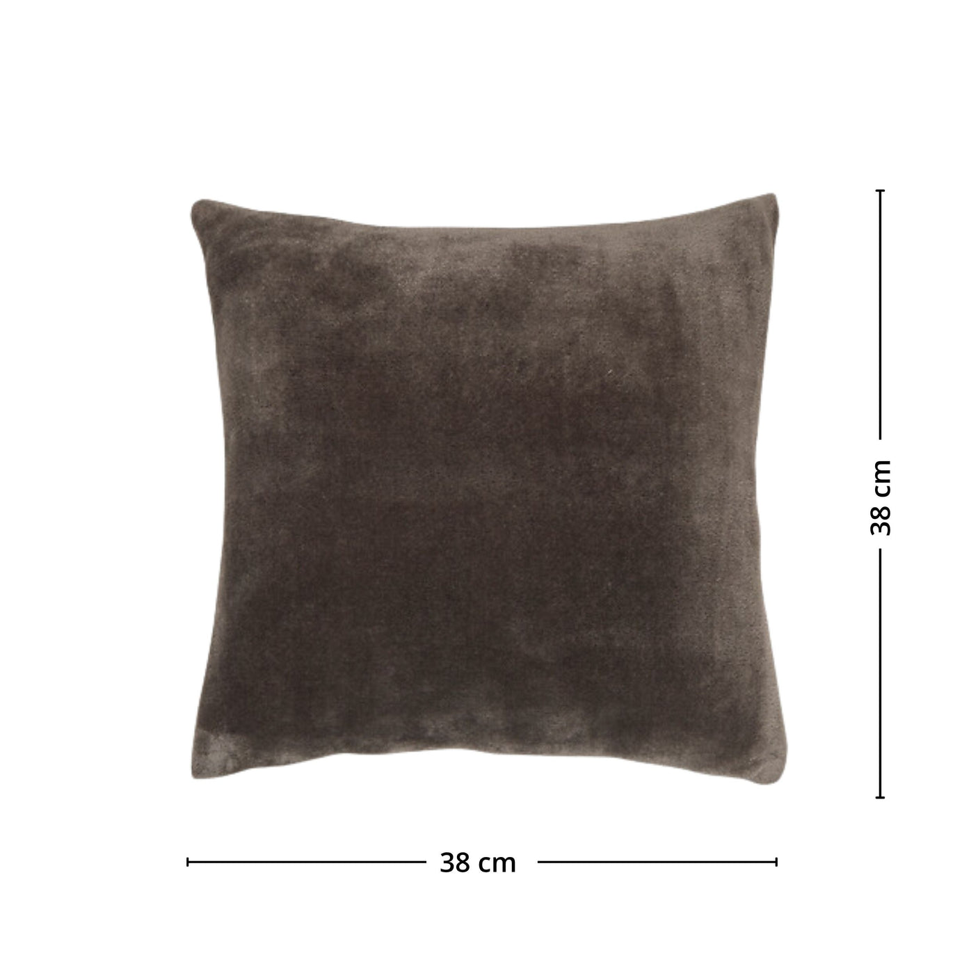 Ollis mørkegrå flanellpute med mål 38 x 38 cm på hvid baggrund