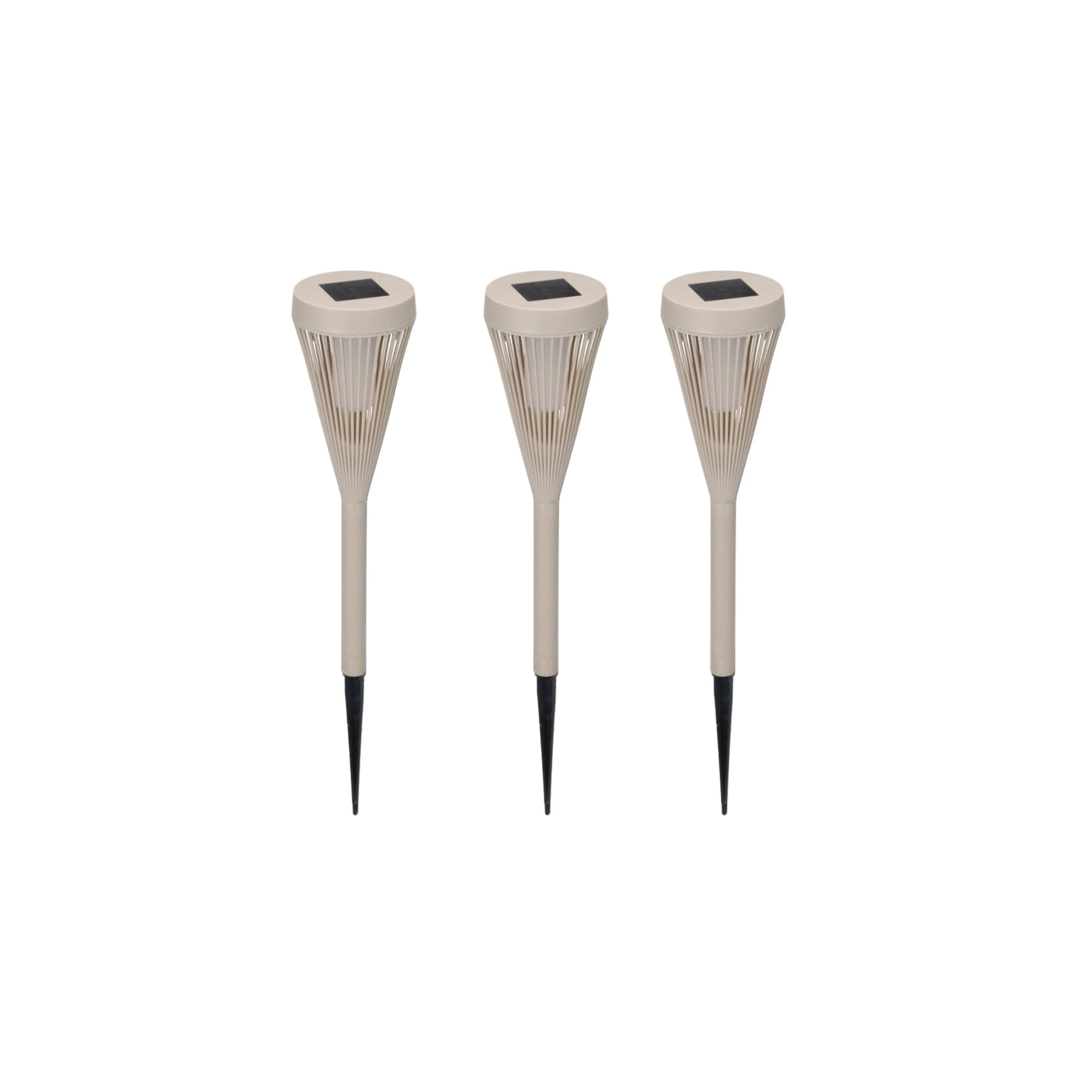 3 pk beige solcellelykt til hage og uteplass