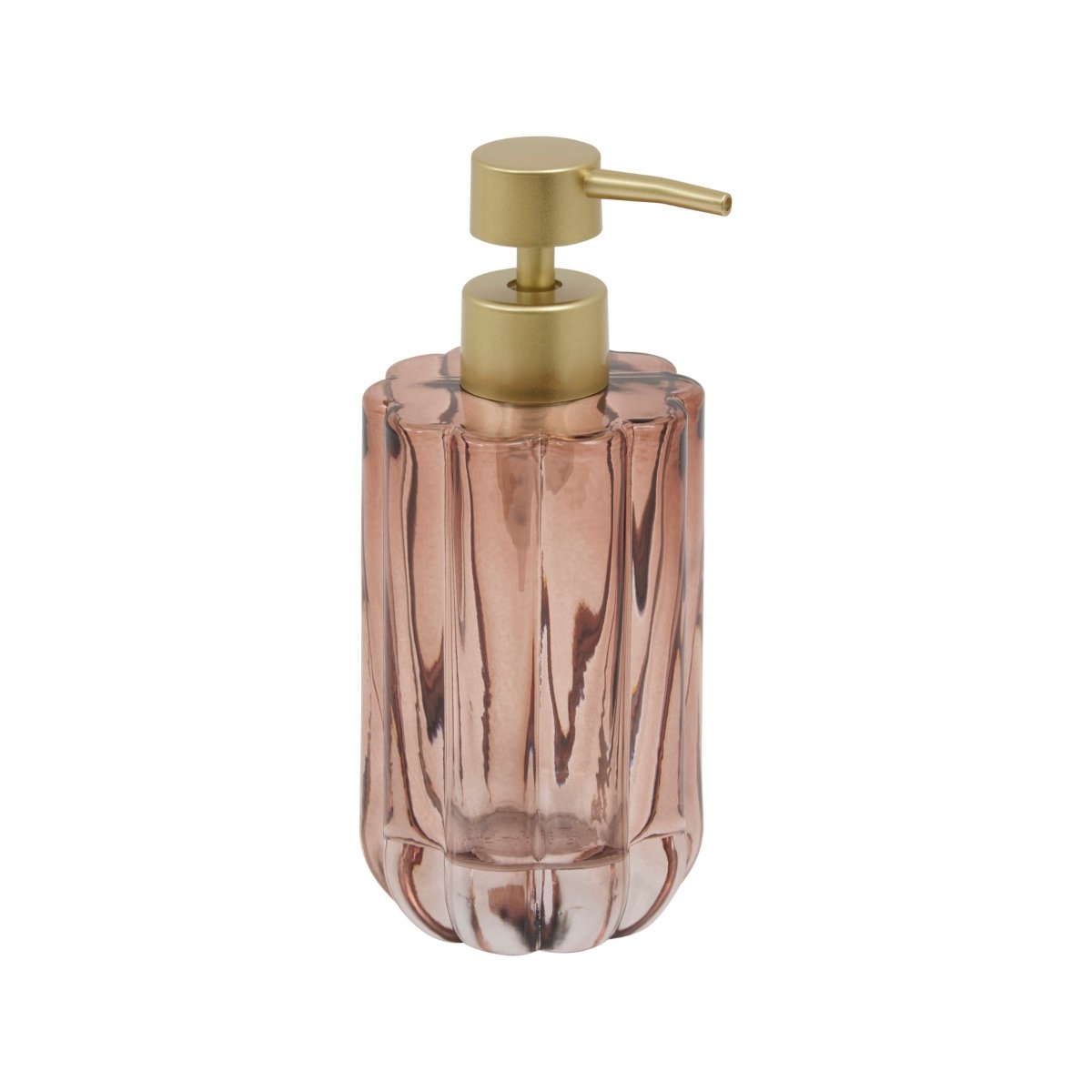 Såpedispenser i ravfarget rillet glass 300 ml