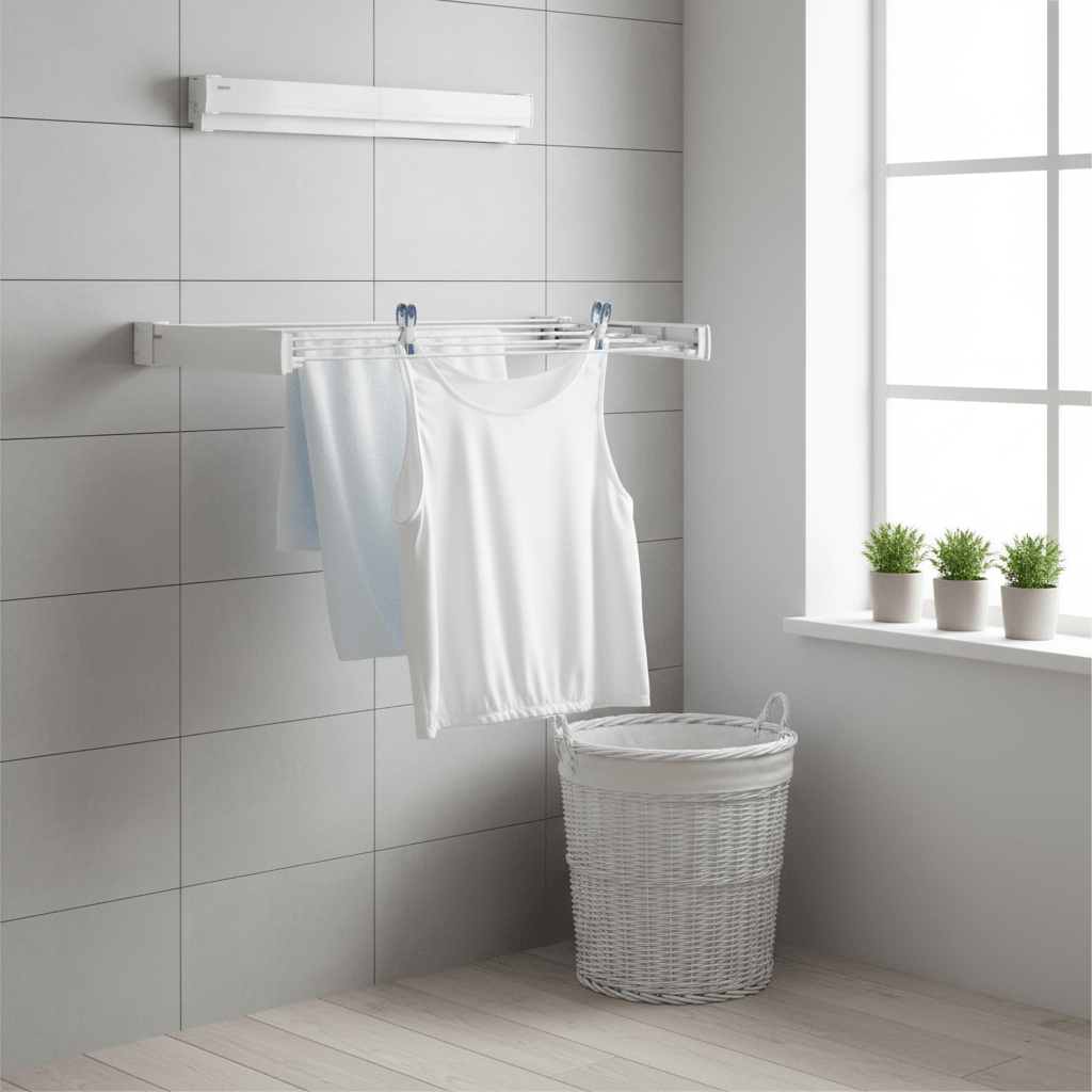 Veggmontert tørkestativ Hvit 72 cm - Lindas Dekor