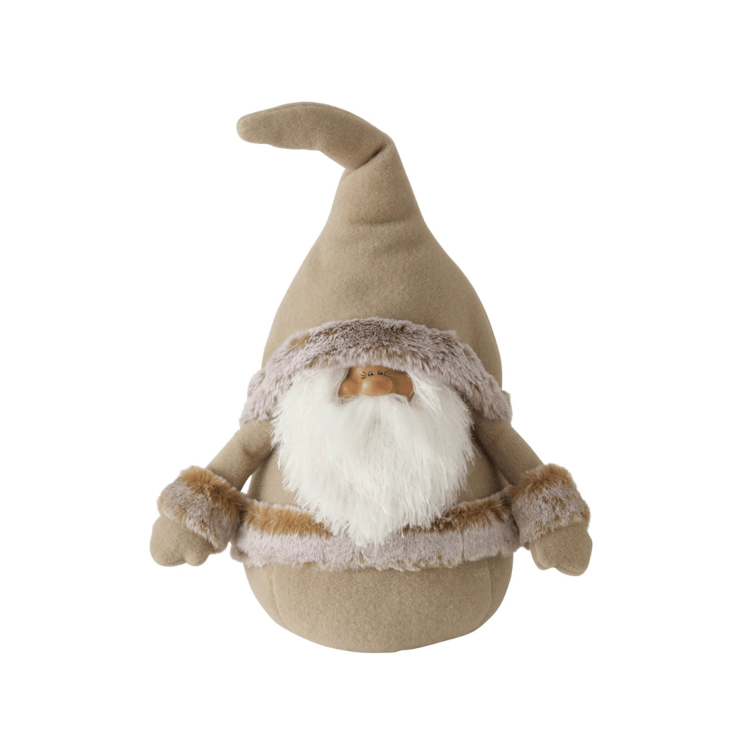 Håndlaget nissefigur Brodie i beige og hvitt, 46 cm.