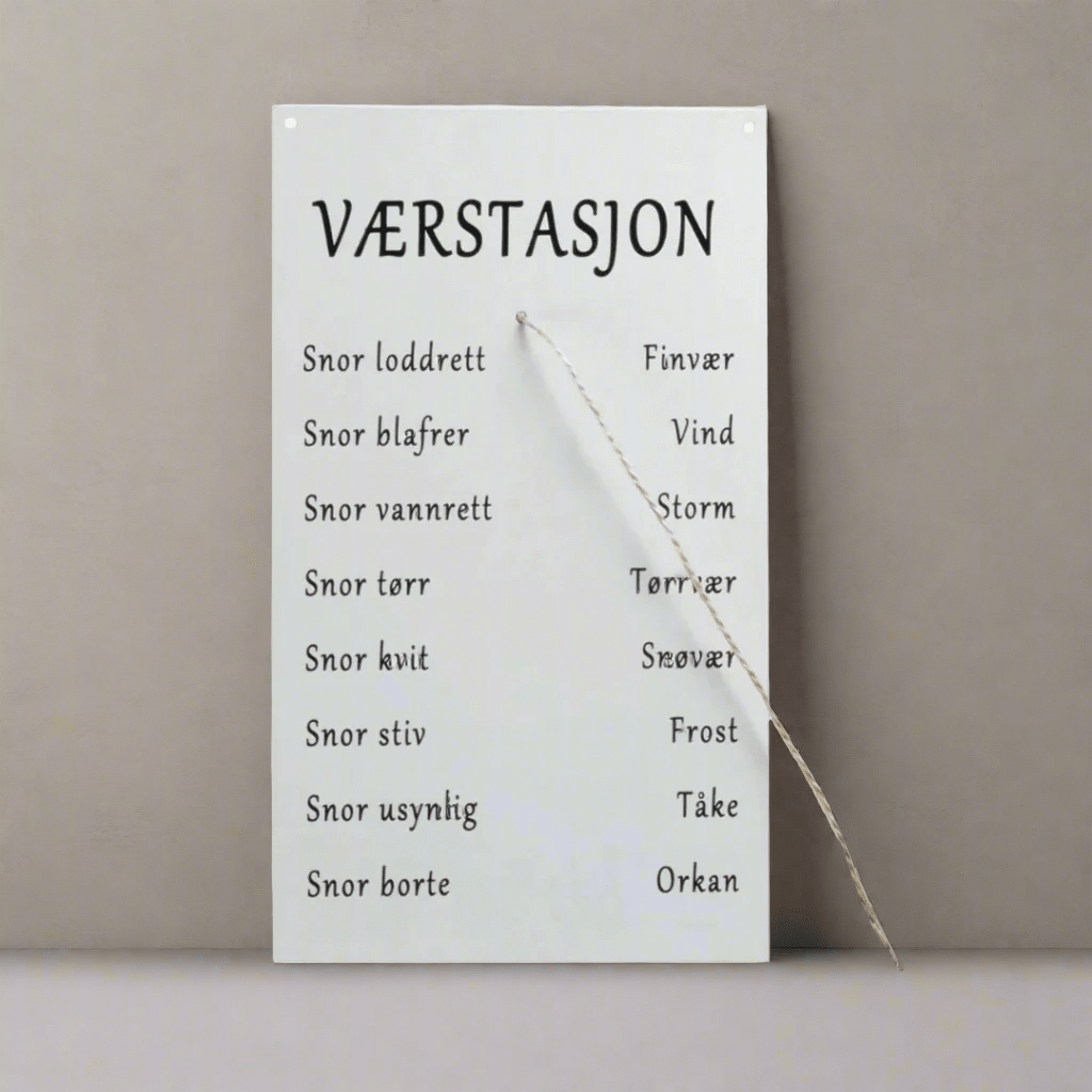 Skilt Værstasjon hvit 16 x 27 cm - Lindas Dekor