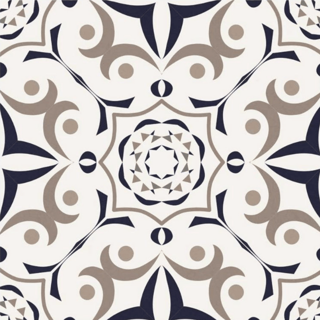Barcelona selvklebende fliser har et vakkert og klassisk design i blått, beige og hvitt. Passer godt til fornyelse av vegger og gulv.