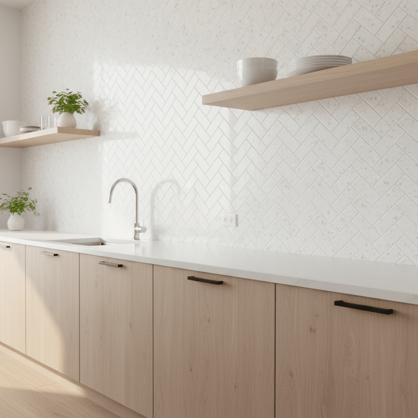 10 - pk Terrazzo fiskebein selvklebende veggfliser - Lindas Dekor