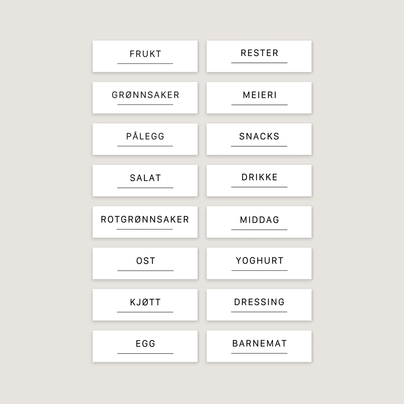 16-pk Etiketter kjøleskap