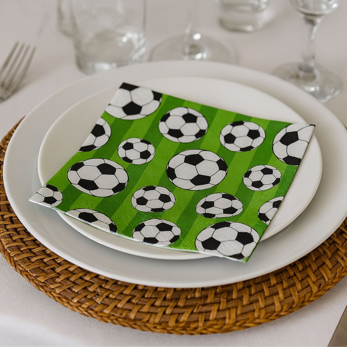 20 - pk Servietter: "Fotball" - Lindas Dekor