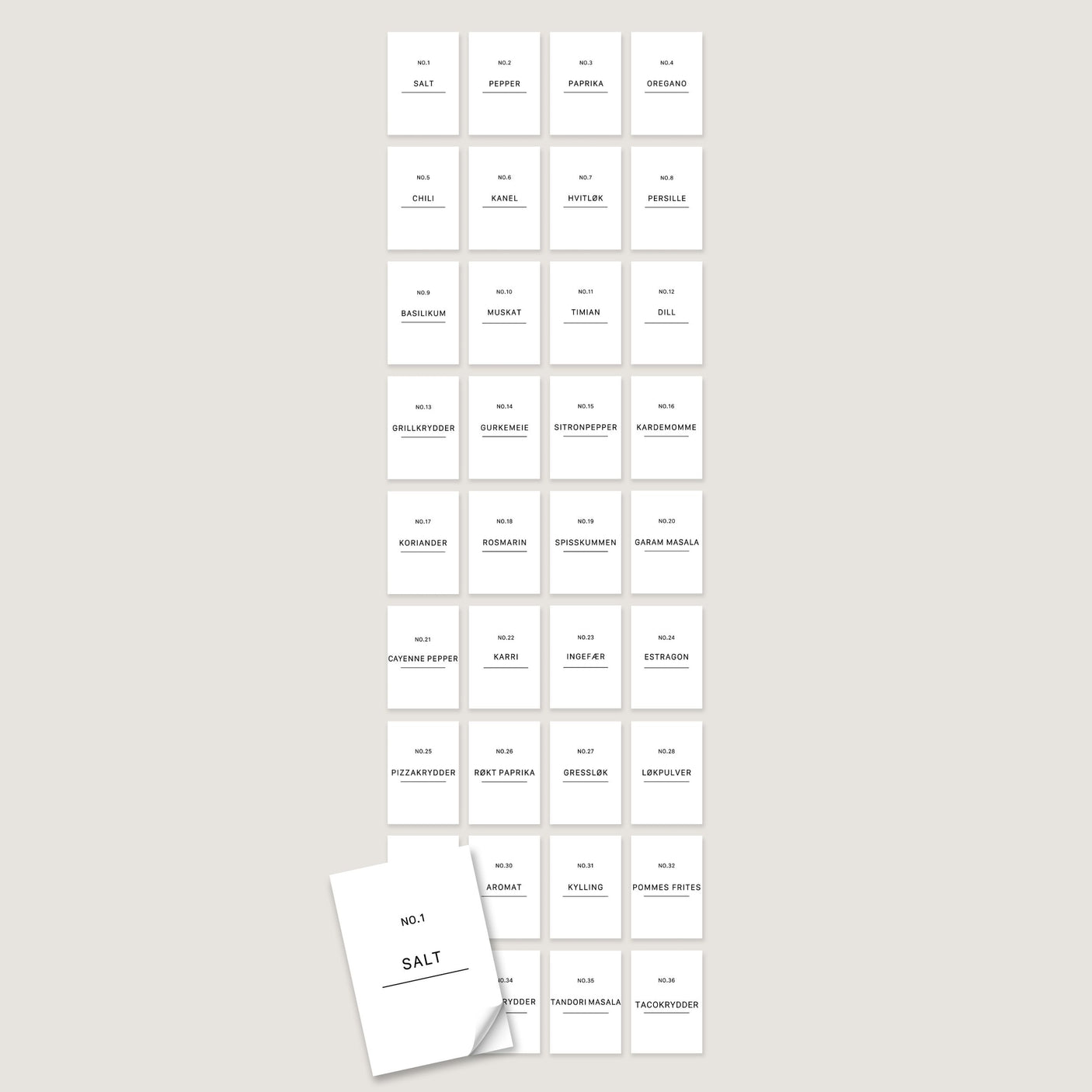 36-pk Etiketter krydderglass