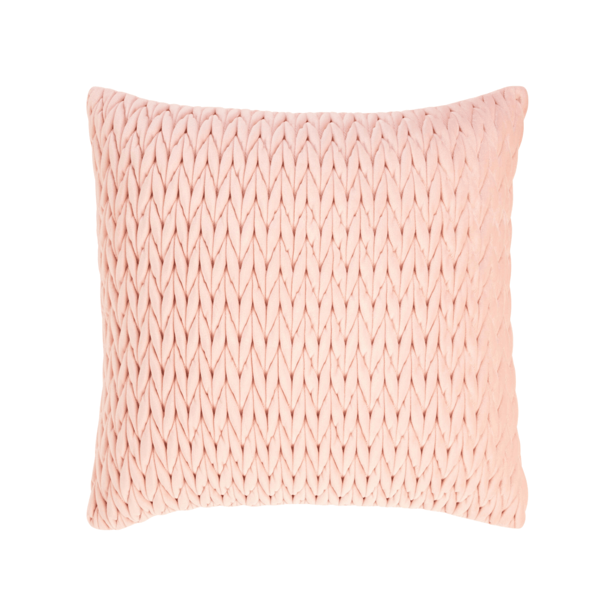 Putetrekk flettet velur lyserosa 45 x 45 cm - Lindas Dekor
