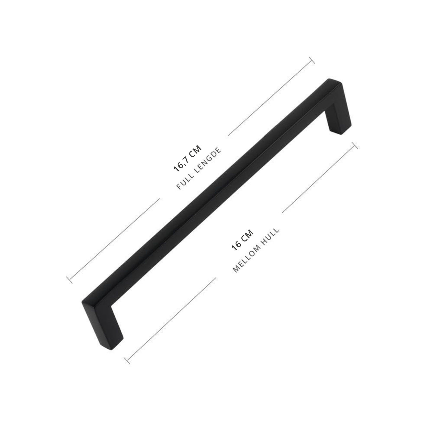 Moderne sort håndtak 16 cm, minimalistisk design med rette linjer for kjøkken, bad og garderobe.
