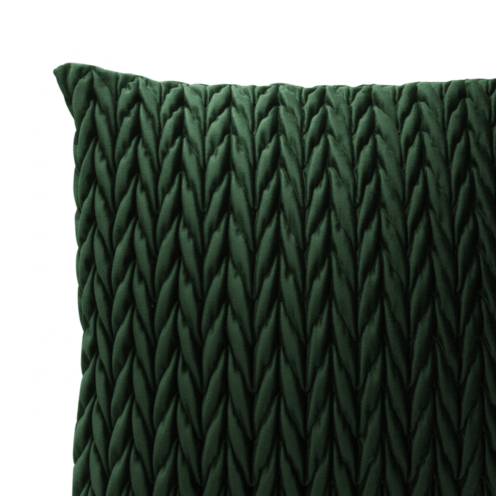 Putetrekk flettet velur flaskegrønn 45 x 45 cm - Lindas Dekor