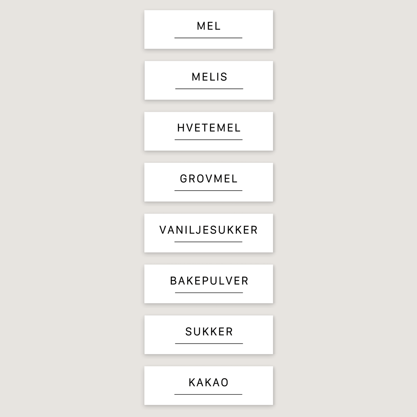 8-pk Etiketter tørrvarer, baking