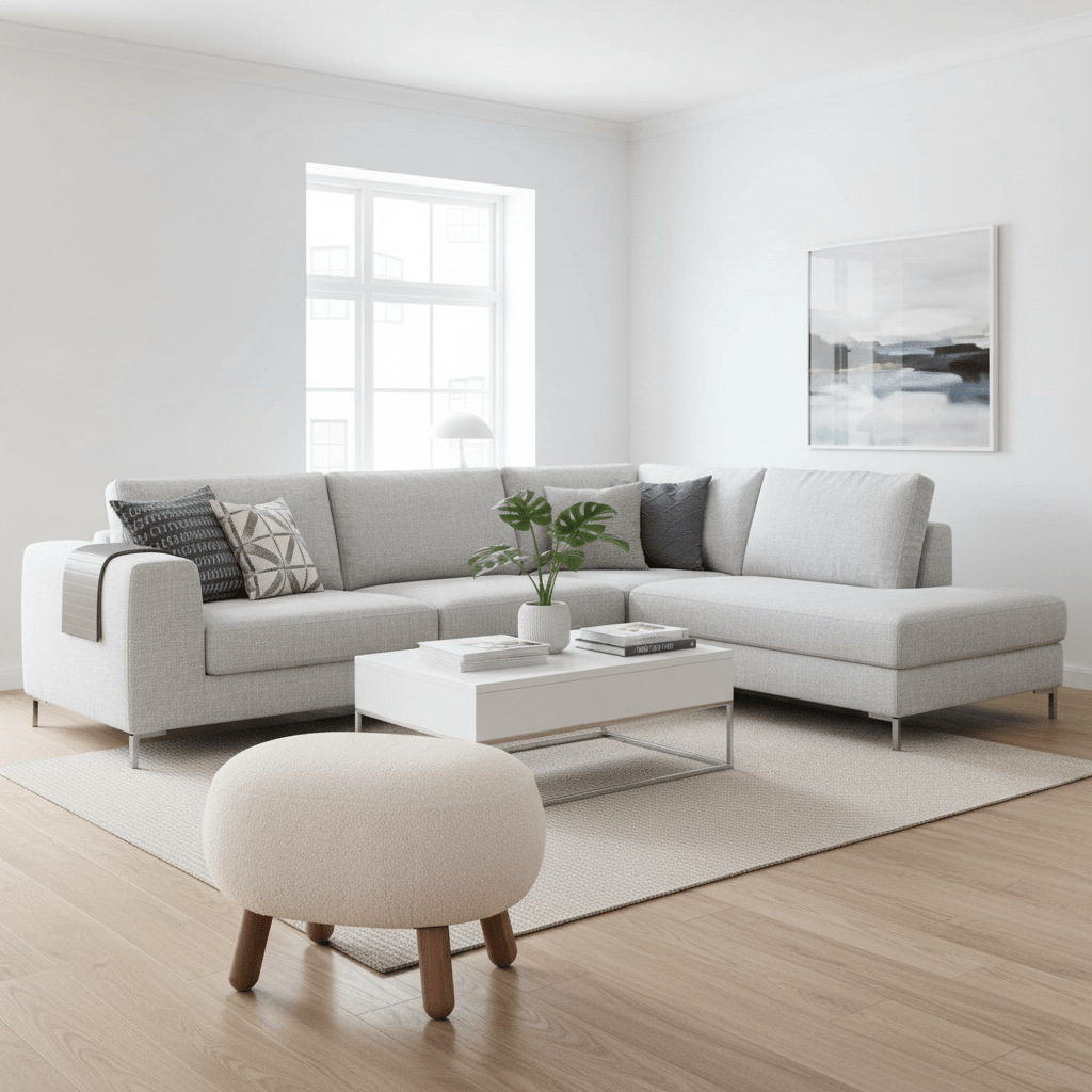 Savona puff hvit 47 x 41,5 cm - Lindas Dekor