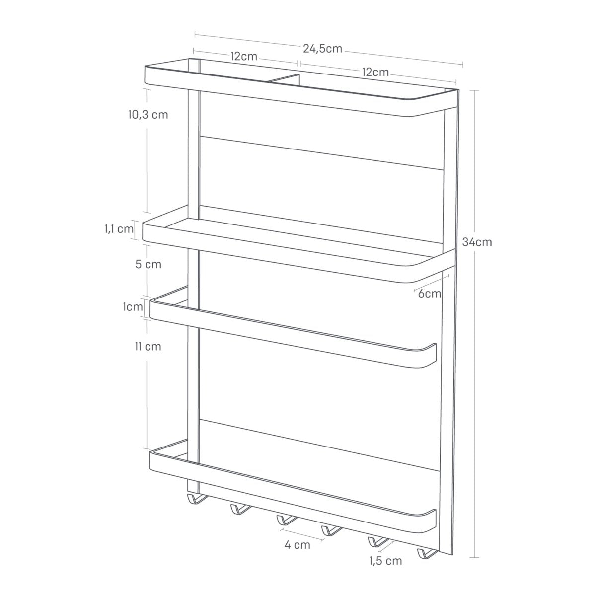Magnetisk hylle til kjøleskap hvit 34 x 24,5 cm - Lindas Dekor