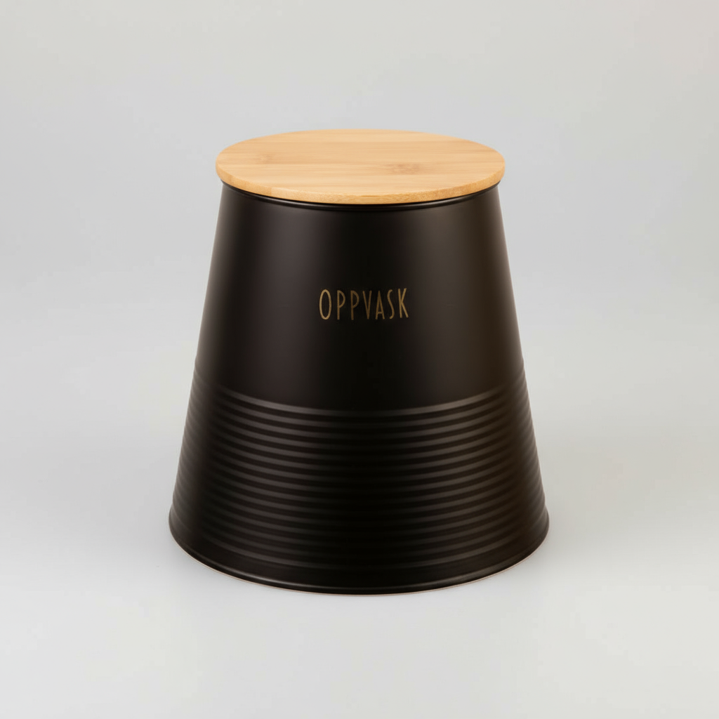 Boks oppvaskmiddel, sort metall 17 cm