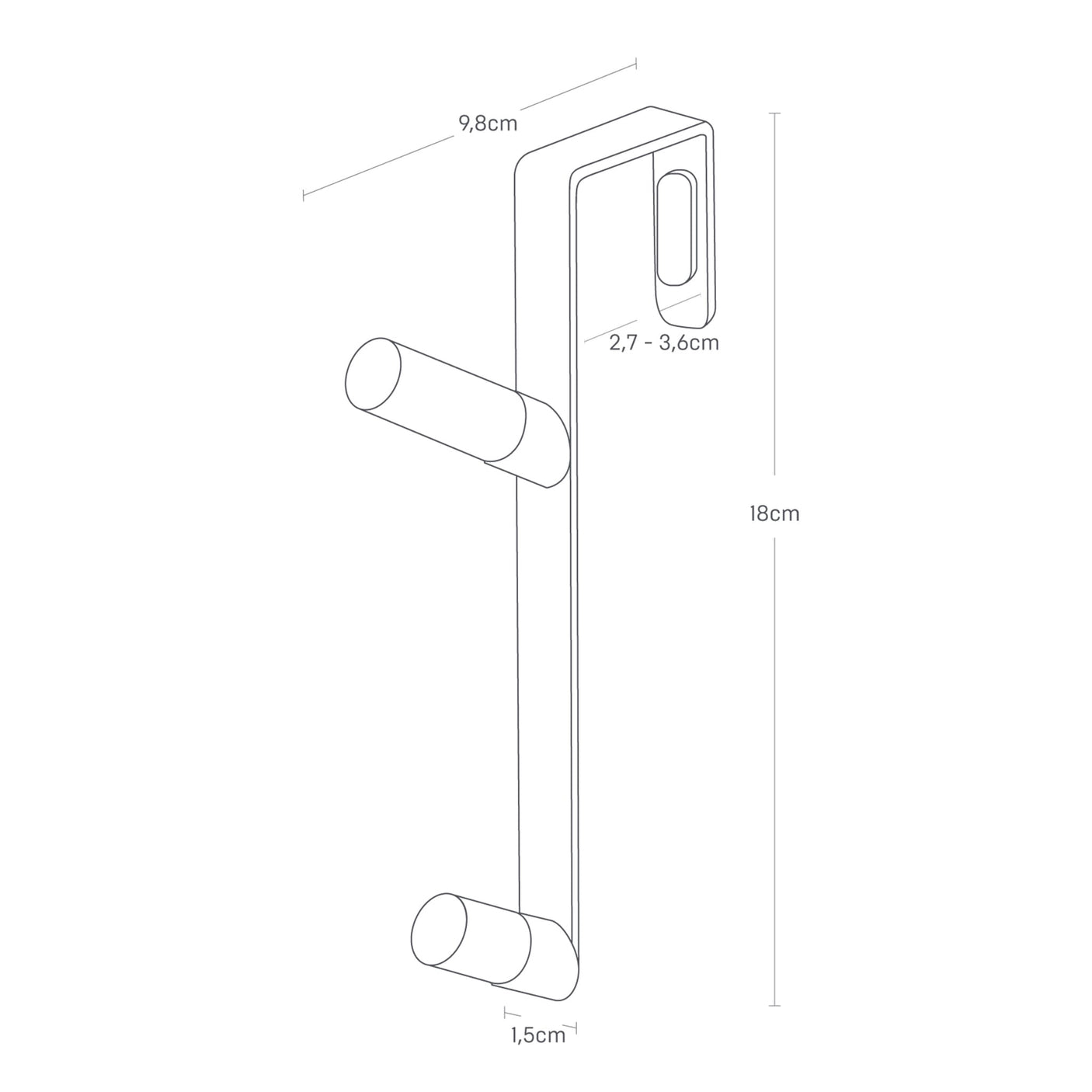 Dørhenger i svart med treknopper for ekstra oppbevaring