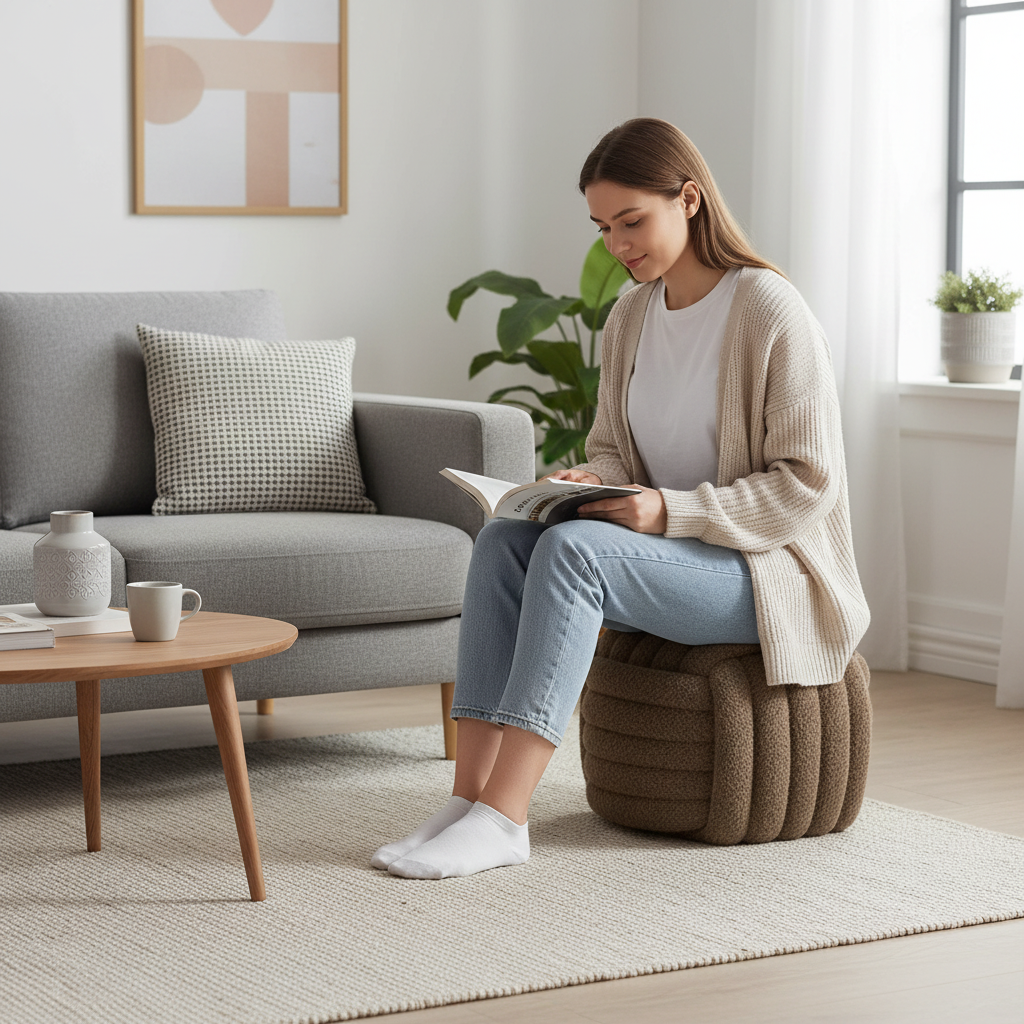 Napier puff brun ø48 cm