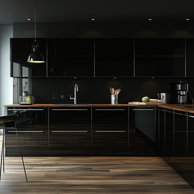 Uni lack sort høyglans kontaktplast er et populært valg for fornying av kjøkkeninnredning eller høytalere. Den gir et moderne og stilrent uttrykk.