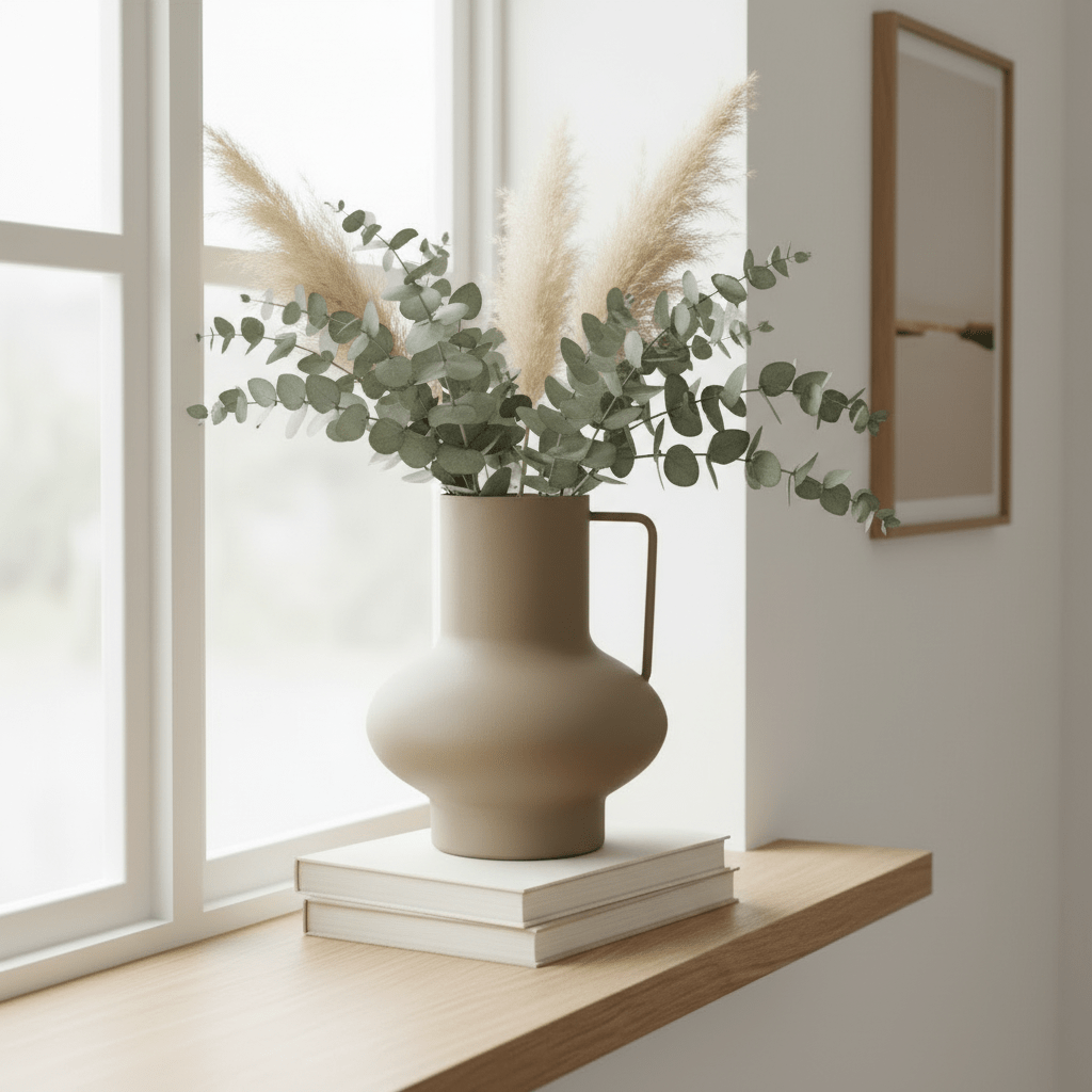 Vase matt sand med håndtak 14 x 15 cm - Lindas Dekor