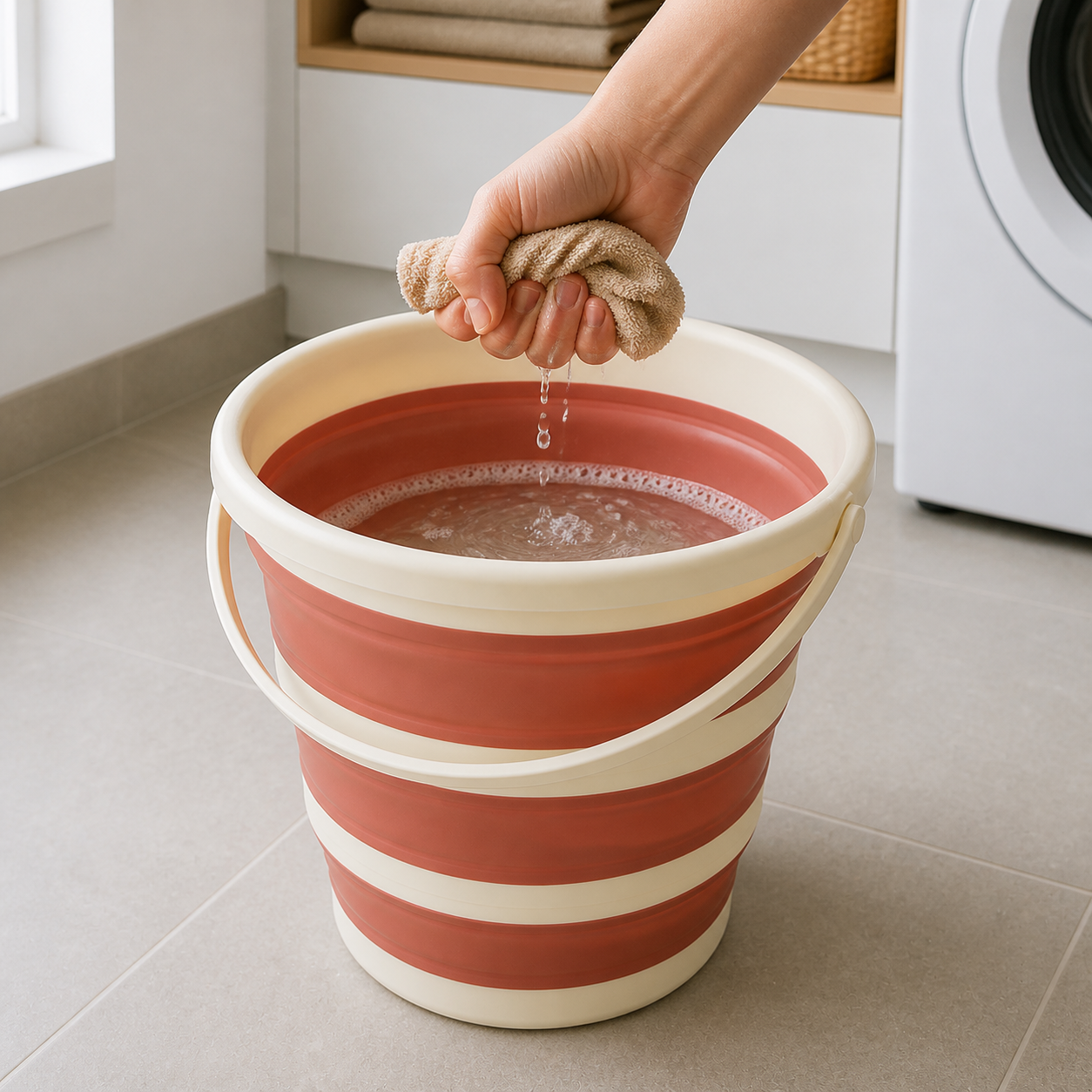 Sammenleggbar bøtte 10 liter gammelrosa