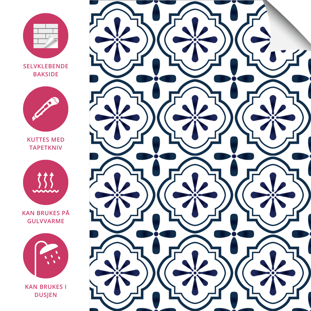 8-pk Nova blå selvklebende fliser