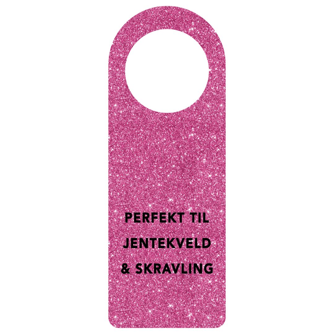 Flaskekort "Jentekveld", rosa glitter - Lindas Dekor