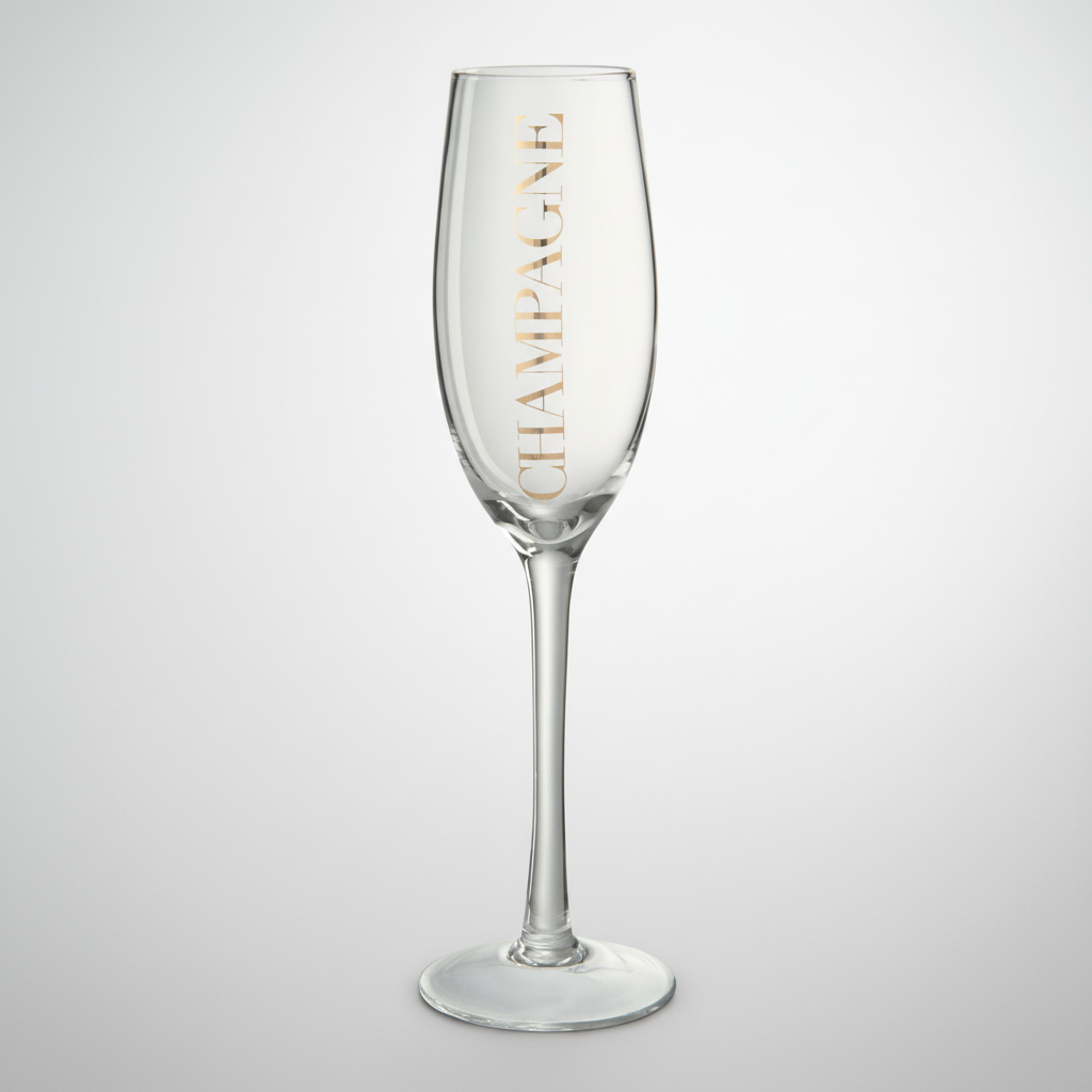 Champagneglass, transparent/gull