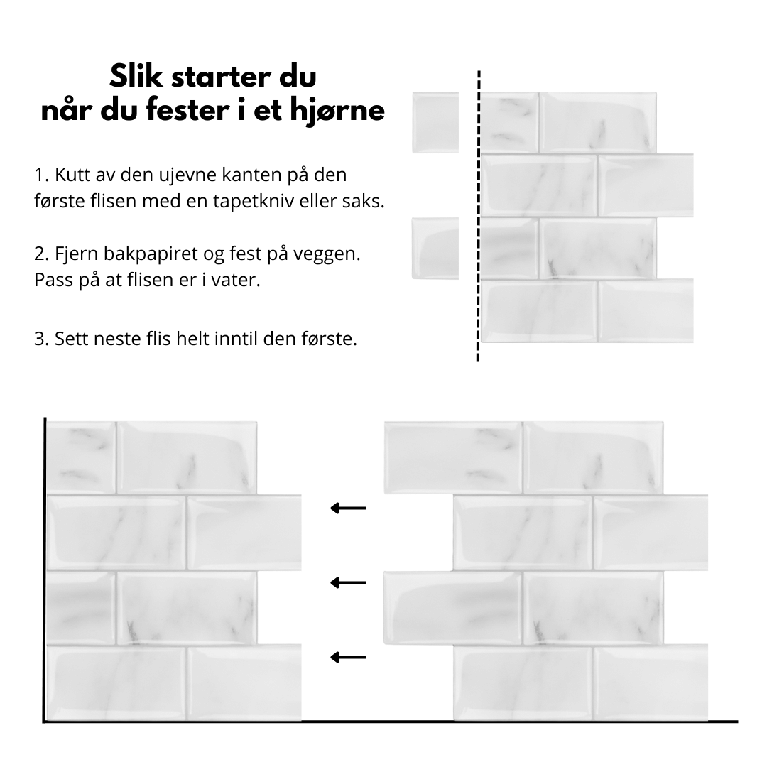 Subway marmor selvklebende veggfliser