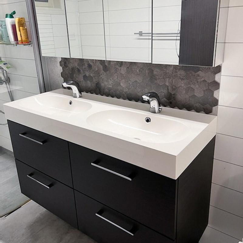 10-pk Hexagon mørkegrå betong selvklebende veggfliser