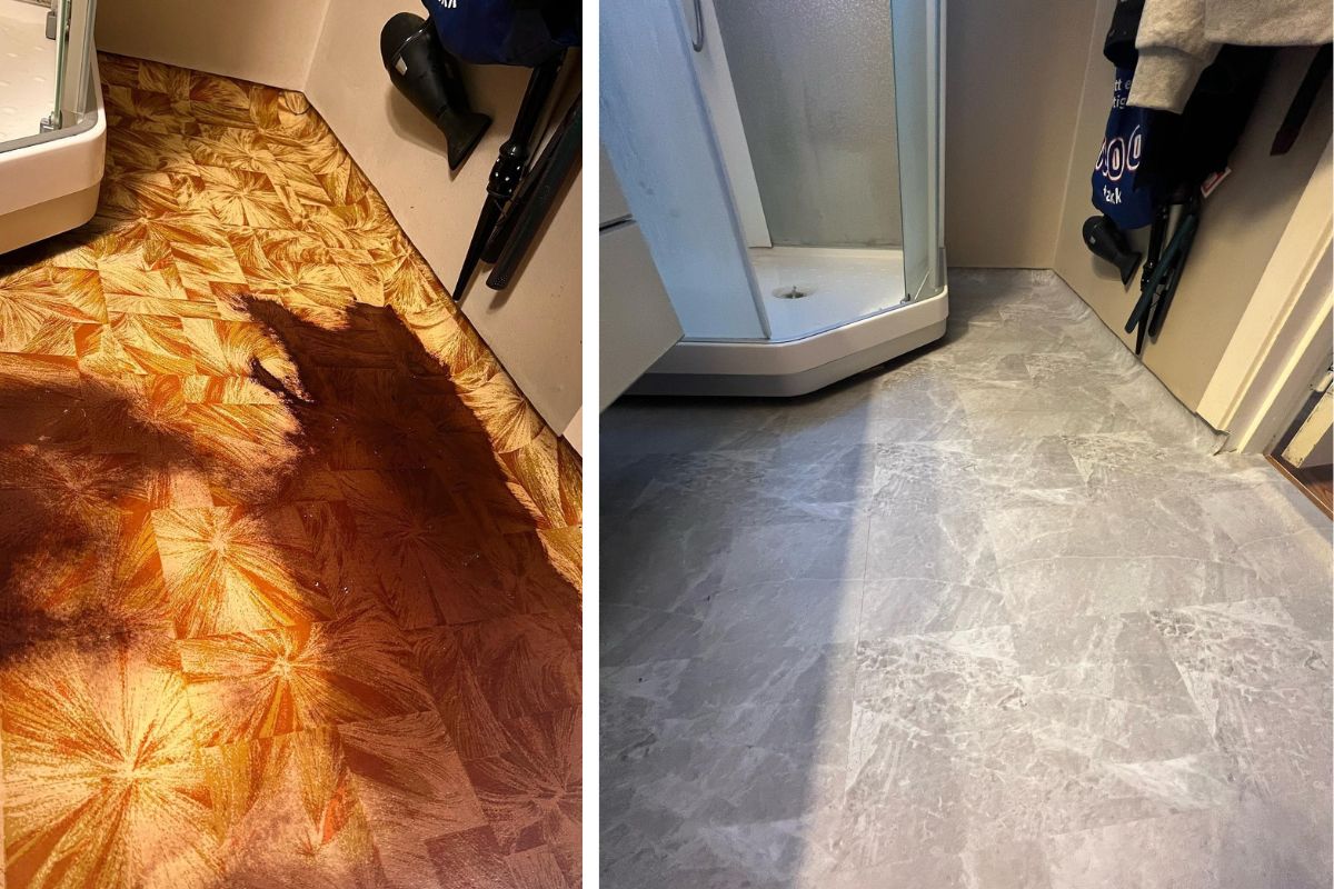 Oppussing av badet: spar penger med selvklebende fliser - Lindas Dekor