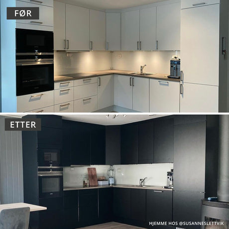 Matt sort kontaktplast til møbler – slitesterk og lett å rengjøre
