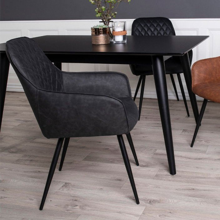 2-pk Harbo spisestol sort PU-skinn