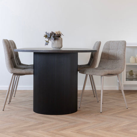 Stoffprøve i grå tekstil brukt på Middelfart spisestol 2pk.