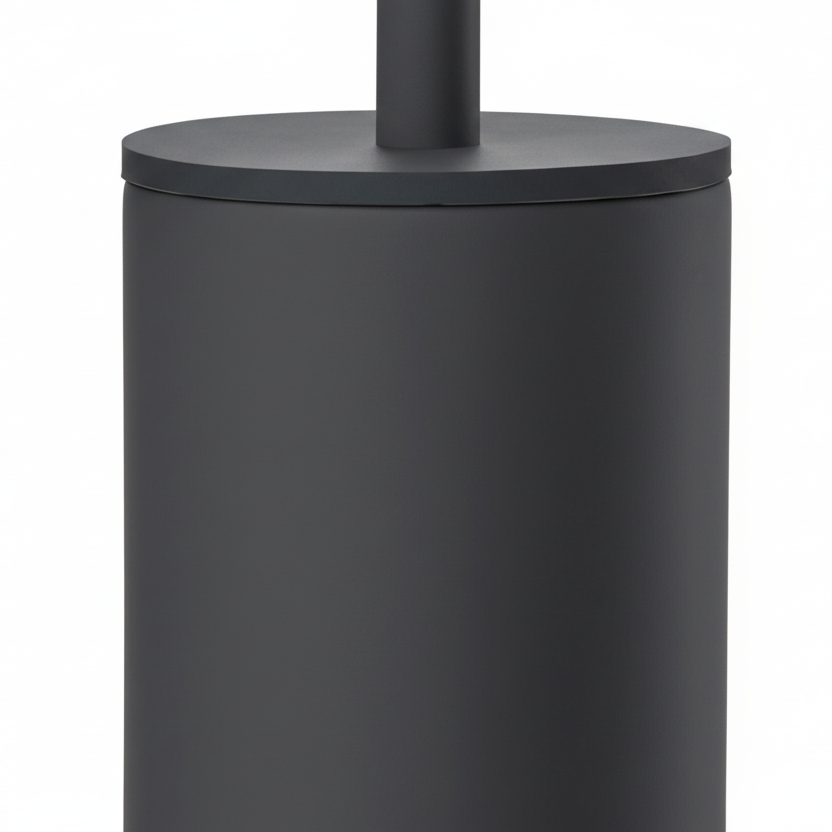 Gulvstående toalettbørste i sort sylinderform