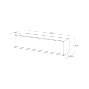 Detaljbilde av sort veggmontert boks med magnetlokk.