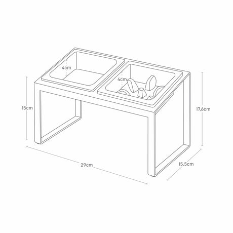 Moderne hevet matskål til hund med to skåler i keramikk